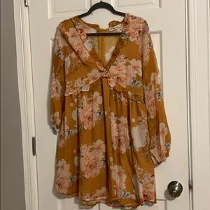 NWT Hello Molly Mustard Floral Dress